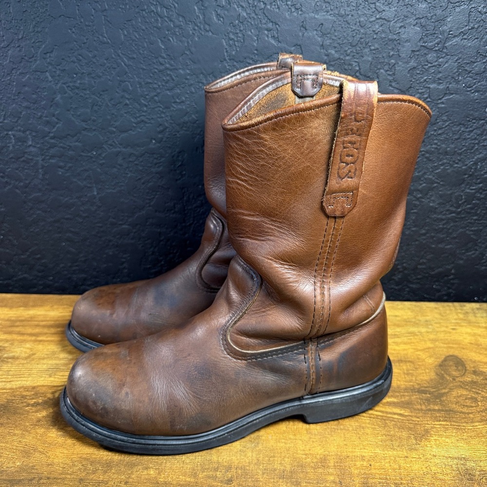 Red Wing Pecos 2231 Brown Leather Pull-On Work Boot Mens 9.5 D Made In USA